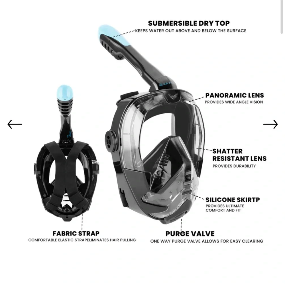 NEW In Box! US Divers DryView Adult Full Face Mask, Size L/XL